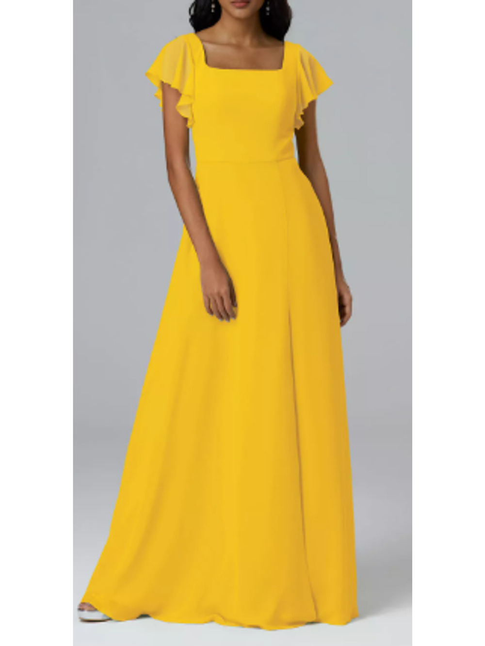 AW BRIDAL 8 M mustard yellow Marianne chiffon gala formal party maxi dress 0b7